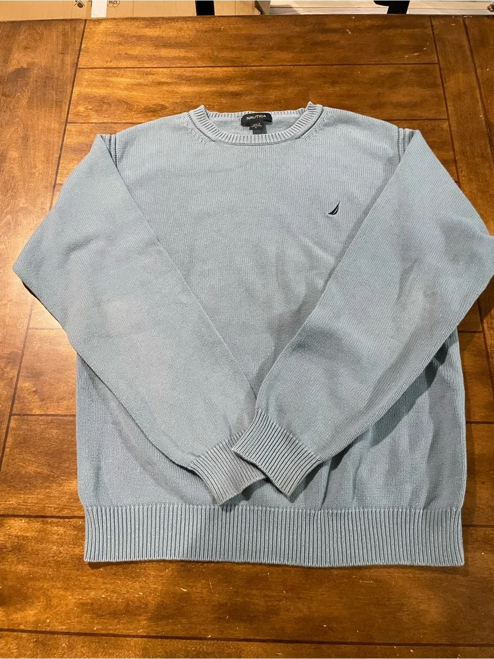 Nautica Men's Light Blue Crewneck Sweater with Sail Logo